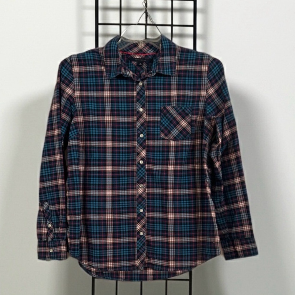 Tommy Hilfiger Plaid Women’s Long Sleeve shirt with pocket XL